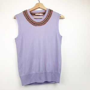 TORY BURCH Crochet Detailed Knit Vest S
